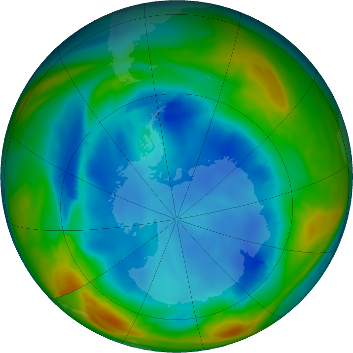 Antarctic ozone map for 01 August 2023